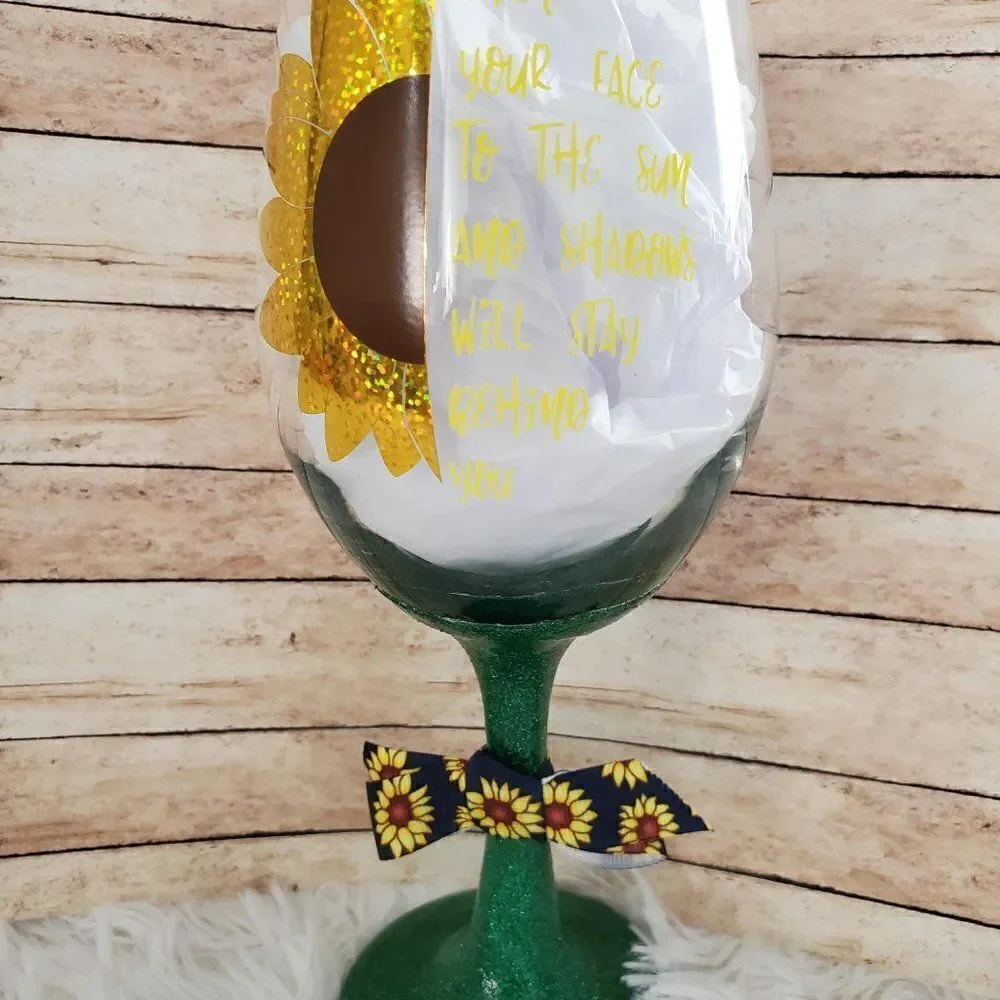 Sunflower Wine Glass, Fall Tumbler, Sunflower Design